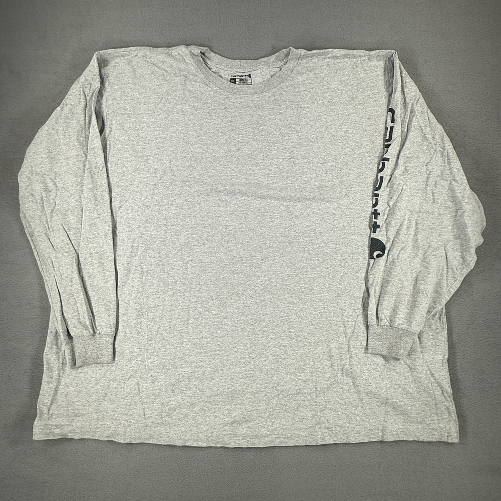 Carhartt Men Long Sleeve T-Shirt Gray 3XL Loose Fit Graphic Sleeve Logo
